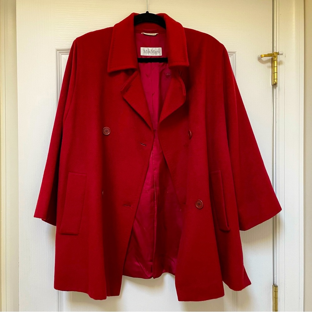 Beautiful Max Mara Red Camel Hair Double Breasted Coat